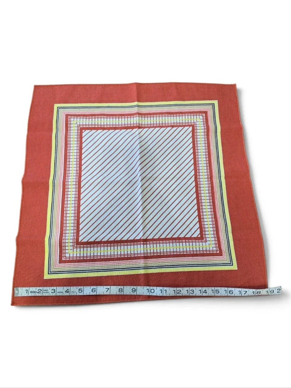 MCM Style Set of 4 Geometric Pattern Napkins in Rust and White